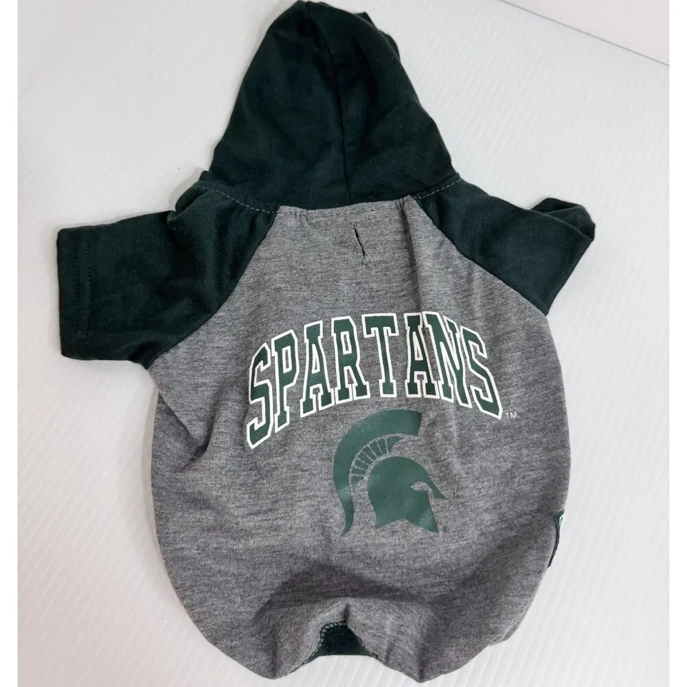 NWT Michigan State University MSU Spartans Dog Jersey & EUC Hoodie Set
